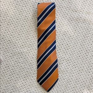 Izod Orange and Navy Striped Tie 100% Silk